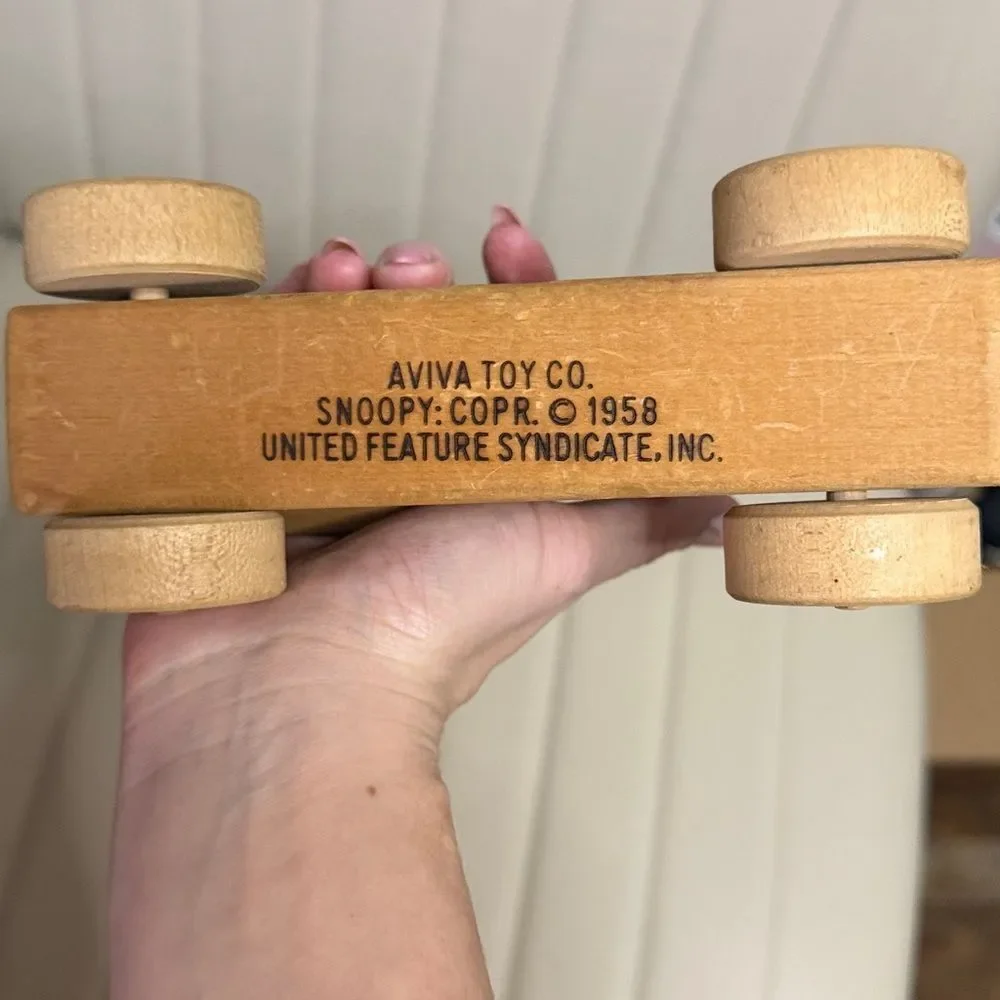 Vintage 1958/1970s Aviva Toy Co. Snoopy Wooden Gas Truck - Peanuts Collectible